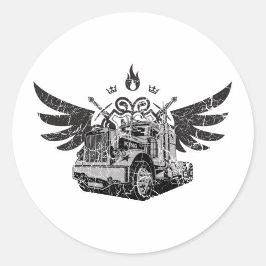 Trucker Wings Runder Aufkleber (Vorderseite)