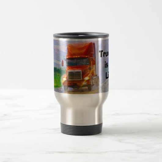 TRUCKERS BIG RIG RED TRUCK REISE MUG REISEBECHER (Mittel)