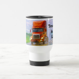 TRUCKERS BIG RIG RED TRUCK REISE MUG REISEBECHER
