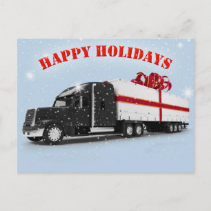 Trucker's Happy Holidays Postkarte