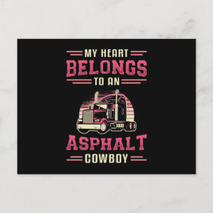 Truckersfrau Mein Herz gehört Asphalt Cowboy Liebe Postkarte