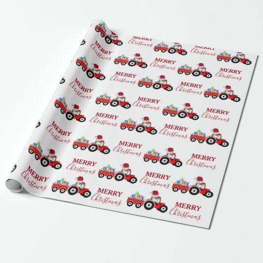 Truckfarm Red Christmas Tractor Geschenkpapier (Ungerollt)