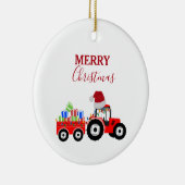 Truckfarm Red Christmas Tractor Keramik Ornament (Rechts)