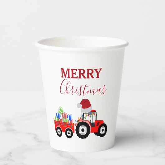 Truckfarm Red Christmas Tractor Pappbecher (Vorderseite)