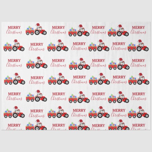 Truckfarm Red Christmas Tractor Seidenpapier (Vorderseite)