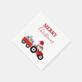 Truckfarm Red Christmas Tractor Serviette (Ecke)