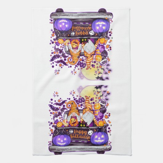 Truckin Halloween Gnomes Geschirrtuch (Vertikal)