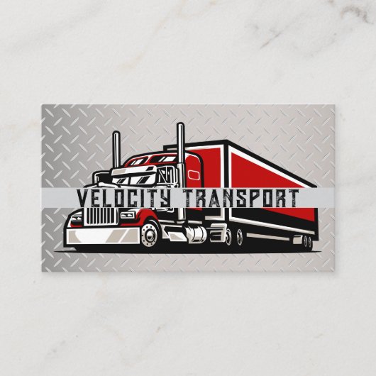 Trucking Company | Semi 18 Wheeler | Steel Visitenkarte (Vorderseite)