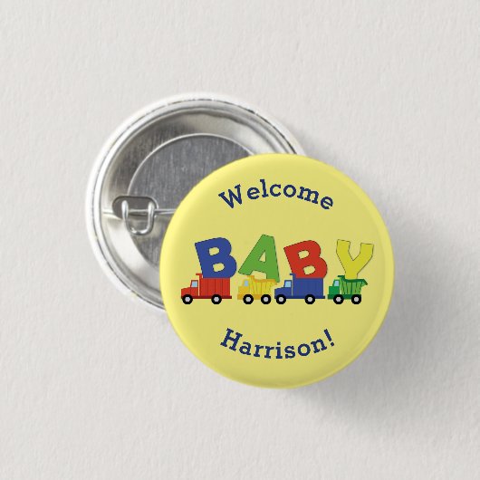 Trucks Baby Shower Button (Vorne & Hinten)