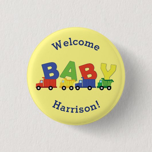 Trucks Baby Shower Button (Vorderseite)