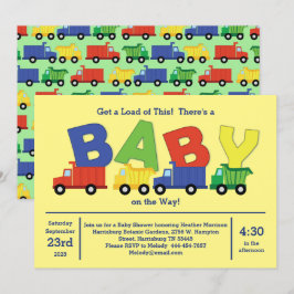 Trucks Baby Shower Dump Truck Boy Einladung
