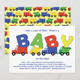 Trucks Baby Shower Dump Truck Boy Einladung