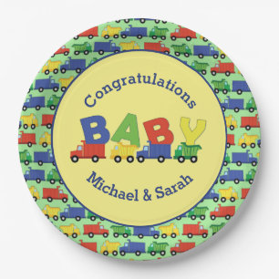 Trucks Boy Baby Dusche Niedlich Pappteller