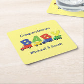 Trucks Boy Baby Shower Construction Niedlich Rechteckiger Pappuntersetzer (angewinkelt)