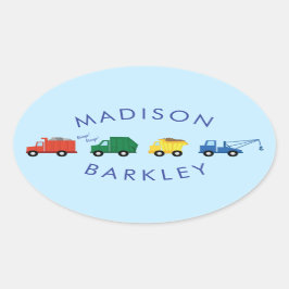 Trucks Boys Niedliche Umschlag Aufkleber-Aufkleber Ovaler Aufkleber