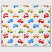 Trucks Cars Buses Vehicles Boy Birthday Geschenkpapier (Flach)