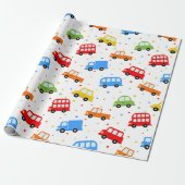 Trucks Cars Buses Vehicles Boy Birthday Geschenkpapier (Ungerollt)