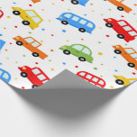 Trucks Cars Buses Vehicles Boy Birthday Geschenkpapier<br><div class="desc">Cute boy birthday wrapping paper for all the little guys presents.  This is an adorable theme for a party.</div>