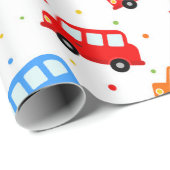 Trucks Cars Buses Vehicles Boy Birthday Geschenkpapier (Rolleneckpunkt)
