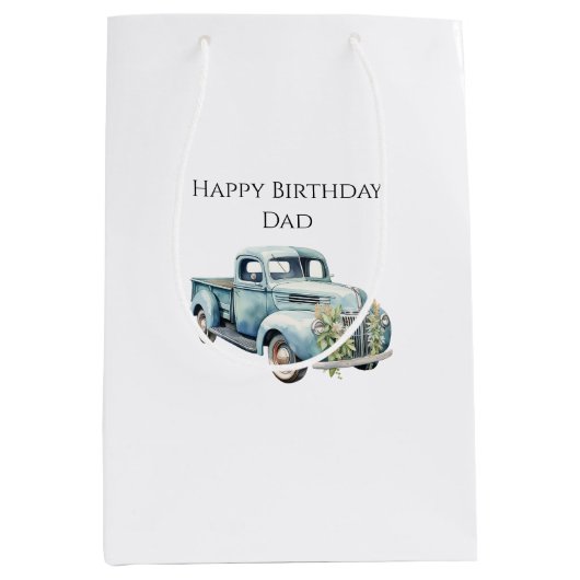 Trucks Dad Birthday Mittlere Geschenktüte (Vorderseite)