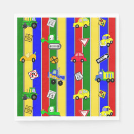Trucks, Tractors, Cars and Traffic Signs Birthday Serviette