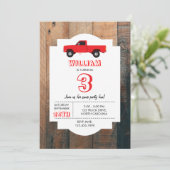 Trucks vom Roten Lieferwagen zum Geburtstag Einladung (Stehend Vorderseite)