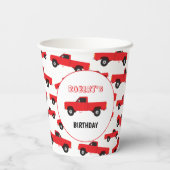 Trucks vom Roten Lieferwagen zum Geburtstag Pappbecher (Rückseite)