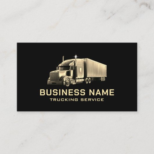 Truckservice Moderner Black & Gold Semi Truck Visitenkarte (Vorderseite)