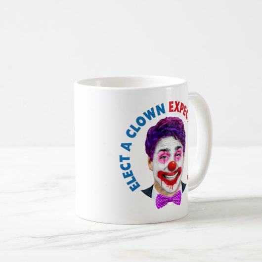 Trudeau Clowgesicht, wählen Sie einen Clown erwart Kaffeetasse (VorderseiteRechts)