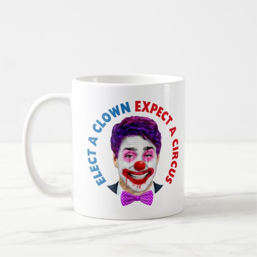 Trudeau Clowgesicht, wählen Sie einen Clown erwart Kaffeetasse (Links)