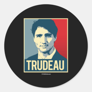 Trudeau Propaganda-Plakat - .png Runder Aufkleber