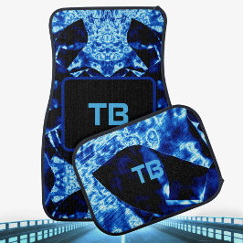 True Blue Edgy Abstrakt mit Initials Autofußmatte