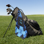 True Blue Edgy Abstrakt mit Name Golfhandtuch (Gras)