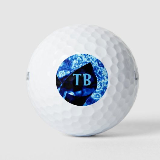 True Blue Edgy Abstrakte Personalisierte Initialen Golfball (Vorderseite)