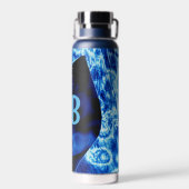 True Blue Edgy Abstrakte Personalisierte Initialen Trinkflasche (Rückseite)