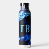 True Blue Edgy Abstrakte Personalisierte Initialen Trinkflasche (Links)