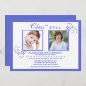 True Blue Foto Abschluss Einladung (Vorne/Hinten)