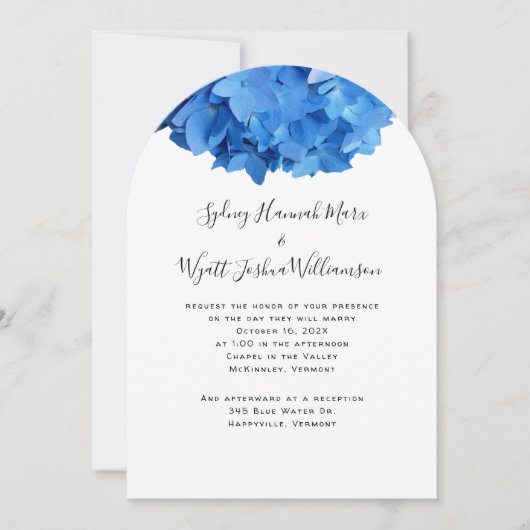 True Blue Hydrangea Wedding Couple - Einladung (Vorderseite)