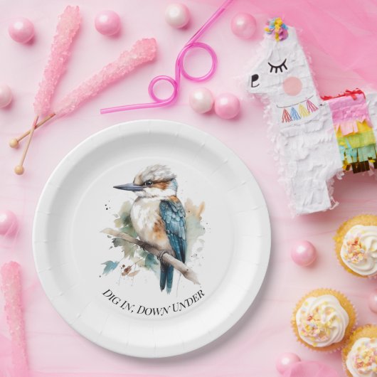 True Blue Kookaburra, custom Pappteller (Party)