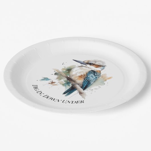 True Blue Kookaburra, custom Pappteller (Schrägansicht)