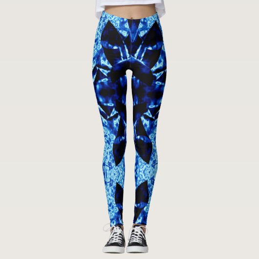 True Blue Polynesisches Abstraktes Muster Leggings (Vorderseite)