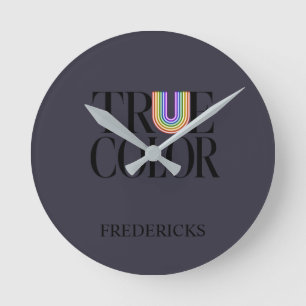 True Colors Editorial Custom-Typografie-Design Runde Wanduhr