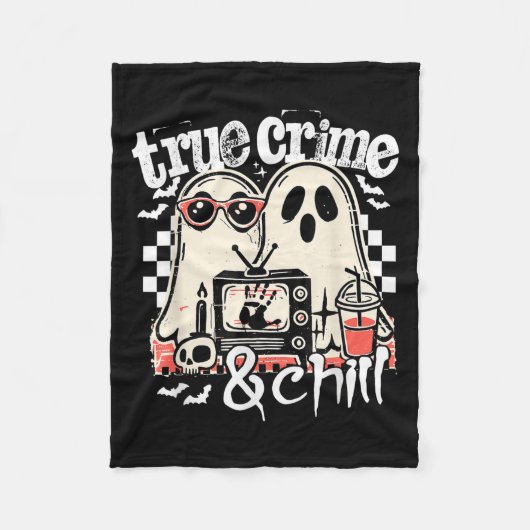 True Crime And Chill Funny Halloween, Cute Ghost H Fleecedecke (Vorderseite)