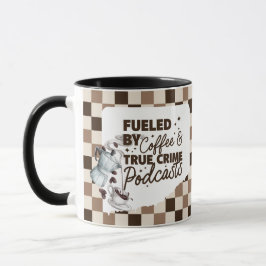 True Crime & Coffee Bold Brown Checkered Mug  Tasse