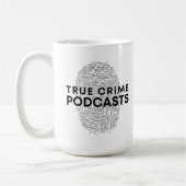 True Crime Podcast mit Fingerabdruck Kaffeetasse (Links)