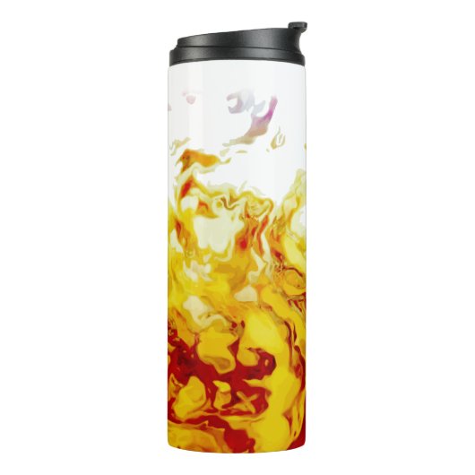 True Flames yellow black red orange fire Thermosbecher (Nach links gedreht)