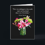 True Friend Happy Birthday, Stargazer Lily Bouquet Karte<br><div class="desc">Auf dieser Karte finden Sie einen Strohhalm aus Sterngazer-Lilien,  Rose,  Chrysanthemum und Nelken. Es enthält ein Zitat über Freundschaft von Thomas Aquinas.</div>
