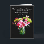 True Friend Happy Birthday, Stargazer Lily Bouquet Karte<br><div class="desc">Auf dieser Karte finden Sie einen Strohhalm aus Sterngazer-Lilien,  Rose,  Chrysanthemum und Nelken. Es enthält ein Zitat über Freundschaft von Thomas Aquinas.</div>