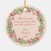 True Friend Quote Peachy Pink Floral Keramik Ornament (Hinten)