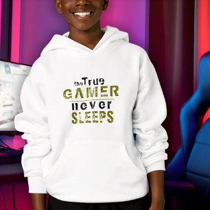 True Gamer schläft nie für lustige Typografie-Game Hoodie